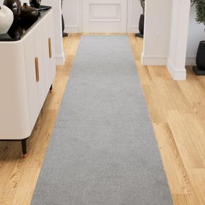 Ottomanson Shag Aisle Runner Rug 2'7" x 18' Soft Non-Slip Plush Rug, Dense Pile Carpet for Hallways, Events, Churches & Extra-Long Indoor Spaces, Gray 