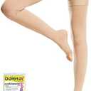 Beister 1 Pair Medical Open Toe Thigh High Compression Stockings with Silicone Band for Women & Men, Firm 20-30 mmHg Graduated Support for Varicose Veins, Edema, Flight. Medium