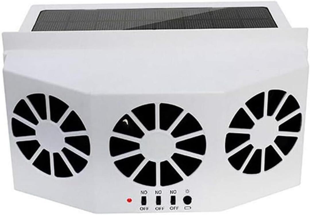 Solar Power Exhaust Fan, Vehicle Air Purifier Cooling Amplifier Window Fans Ventilator Radiator White