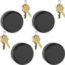 4 Pack 2.9 Inch(73mm) Hidden Shackle Padlocks Keyed Heavy Duty Reinforced Surface Puck Lock,Chrome Trailer Puck Padlocks for Enclosed Trailers,Shipping Containers,Storage Units (Matte Black)