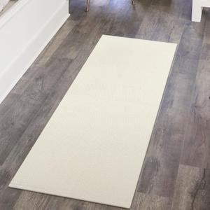 LEEVAN Washable Kitchen Rug 2' x 4.3', Boho Bathroom Runner Rugs White Reversible Small Hallway Rug, Farmhouse Low Profile Front Door Mat, Modern Bedroom Carpet for Foyer Laundry/Porch Decor (Cream)
