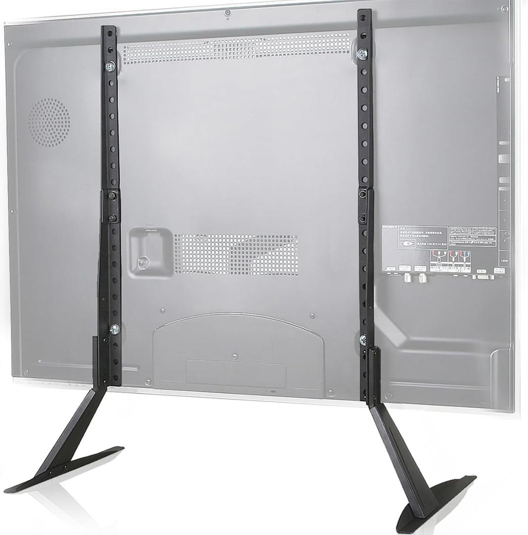 WALI Universal TV Stand 55 inch TV, TV Stand Mount for 22-65 Inch LCD Flat Screen TVs, Table Top TV Stands Holds up to 110lbs Mounting Holes up to 800 by 500mm (TVS001), Black