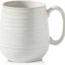 Hasense Large Coffee Mug,20 oz Ceramic Tea Cup for Office and Home, Big Coffee Mug with Handle for Latte Coffee Tea Soup, Dishwasher and Microwave Safe, 1 PCS (Clay-Infused White)