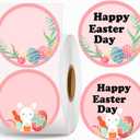 2 x 500pcs 2 Inch Easter Themed Direct Thermal Labels Thermal Stickers | Self-Adhesive Round Direct Thermal Labels for Thermal Label Holiday and The Easter's Day Party
