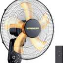 VAGKRI 16 Inch Wall Mount Fan, Quiet Oscillating Fan with Remote, 5 Speeds, 8-Hour Timer, 90° Oscillation, Ideal for Home, Office, Bedroom, Garage, Black, Medium