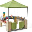 Step2 All Around Playtime Patio with Canopy Playset  Shaded Outdoor Playhouse for Kids with Realistic, Interactive Features, Room for Multiple Toddlers to Play  Dimensions: 60" H x 47.5" W x 47.5" D (Green)