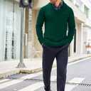 COOFANDY Men's Shawl Collar Sweaters V-Neck Relaxed Fit Cable Pullovers