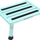 Adjustable Height Aluminum RV Step, Stable Foldable Platform Step Stool, Supports Up to 1,000 lb, Non-Slip Rubber Feet and Platform Mat, Easy to Carry (Green)