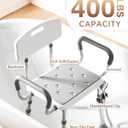 SOUNDFUSE Shower Chair for Inside Shower with Arms and Back, FSA/HSA, Height Adjustable Shower Chair for Elderly and Disabled with Enhanced Non-Slip Feet, 400 lbs Heavy Duty Shower Seat for Seniors