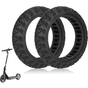 8.1 inch 8.12.0 Solid Tire for Segway Ninebot E2/E2 Plus, for Xiaomi 4 Go Scooter Accessories, Off-road, Rubber Tyre, Non-slip, Kickscooter Replacement Wheels, Black, 2 Pack
