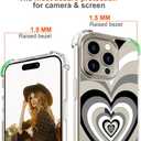 Hungo Compatible for iPhone 15 Pro Case Cute Clear with Design, Girly for Women Girls Transparent Black Grey Hearts