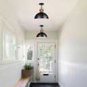 Black Pendant Light, 11.8" Hammered Metal Ceiling Hanging Light Fixture,Solid Wood Dome Pendant Lighting,Modern Industrial Chandelier for Kitchen Island, Dining Table, Restaurant, Farmhouse, Hallway