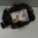 Mens Curly Wig + Glasses + Gold Chain + Peace Sign Necklace +Mustache + Wig Cap Long Curly Brown Wigs for 70s Disco Party Cosplay Costume Halloween Use, 6pcs Set