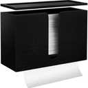 Bamboo Paper Towel Dispenser, Black Paper Towel Holder with Lids Wall Mount or Countertop for Multifold, C Fold, Z fold, Trifold Hand Towels Napkin Holder for Bathroom Toilet and Kitchen