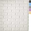 Art3d 11-Pack Peel and Stick 3D Wall Panels for Interior Wall Decor, White Brick Wallpaper, Covers 64 Sq.Ft
