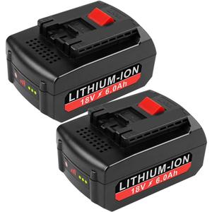 [2Pack] 18V 6.0 Ah! HIGH-Output Battery for Bosch 18V Battery Lithium BAT609 BAT609G BAT610G BAT611 BAT612 BAT618 BAT618G BAT619 BAT619G BAT622 BAT620