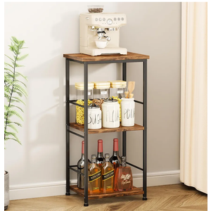 SWTYMIKI Coffee Bar Cabinet for Home - 3-Tier Sturdy Farmhouse Coffee Stand Station Multi-Purpose Buffet Sideboard - Kitchen Bar Table for Living Room, Corner, Small Space, Espresso