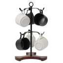 Mug Tree Y-Shaped, Coffee Mug Holder with Angled - Out Iron Hooks (No More Squeezing!), Solid Wood Base & Sturdy Iron Coffee Cup Rack, 6 Hook, Tools Included, Easy Install, Elevate Kitchen Nook Décor