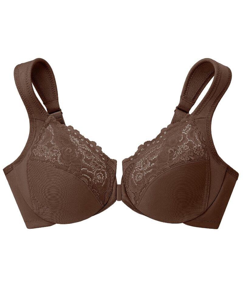 Glamorise WonderWire Front-Closure Bra - Mocha - Curvy Bras
 No size