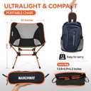 MARCHWAY Ultralight Folding Camping Chair, Heavy Duty Portable Compact for Outdoor Camp, Travel, Beach, Picnic, Festival, Hiking, Lightweight Backpacking (Orange)