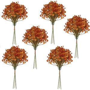 Babys Breath Artificial Flowers Bulk, Fall Decorations for Home, 18pcs Burnt Orange Gypsophila Babys Breath for Wedding Arches Bouquets Table Centerpieces Autumn Decor