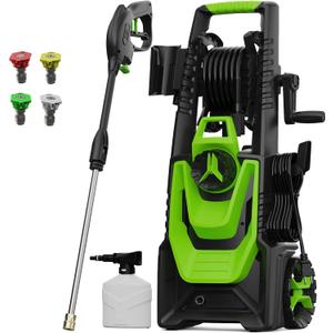 Electric Pressure Washer 5000PSI 3.5GMP Power Washer Comes with 4 Nozzles, 20 FT High Pressure Hose and 35 FT Power Cord Pressure Washer is Suitable for Car, Road, Yard and Fence Cleaning (Green)