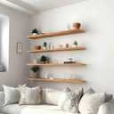 48 Inch Light Wood Floating Shelves for Wall Rustic Wall Shelf for Bedroom Living Room Set of 4