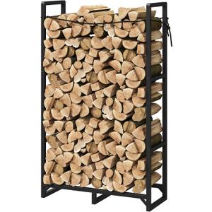 Firewood Rack Stand 2.5ft Heavy Duty Logs Holder for Outdoor Indoor Fireplace Metal Wood Pile Storage Stacker Organizer