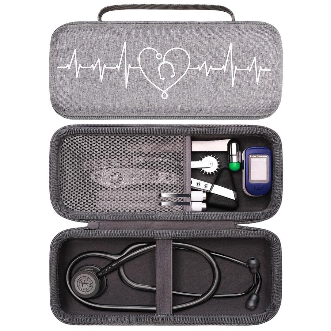 Stethoscope Case for 3M Littmann Cardiology III,II,IV,3M Littmann Master Cardiology/MDF MDOne Stainless Steel Stethoscope Nurse Accessories and Medical Equipment (Dark Grey Outer+Dark Grey Inner)