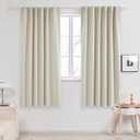Deconovo Blackout Curtains, Thermal Insulated, W52 x L63 2 Panels, Back Tab, Machine Washable, Room-Darkening Drapes for Bedroom/Living Room Light Beige