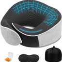 Travel Pillows for Airplanes Ergonomic Memory Foam Neck Pillow for Travel - 360 Head & Neck Support for Sleeping on Flights, Cars, Trains & Office (Gray-2)