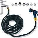 Sink Hose Attachment for Faucet - 50 FT Indoor Hose Faucet with 7 Adapters 10 Function Nozzlefor Kitchen Bathroom Sink Hose, Watering Plants, Washing Pets, Household Cleaning