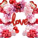 143 PCS Valentines Day Balloons Arch and Garland Red Pink White Balloons Red Heart Love Aluminum Film Balloon Valentine's Day Party Wedding Supplies