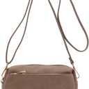 Ghsiuly Crossbody Purse for Women,Small Vegan Leather Purse with Adjustable Shoulder Strap,Triple Zip Shoulder Handbag