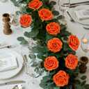 N&T NIETING Artificial Fall Flowers Fake Flowers Orange Roses Perfect for DIY Wedding Bridal Bouquets Centerpieces Bridal Shower Party Home Flower Arrangement Thanksgiving Decorations, 25Pcs