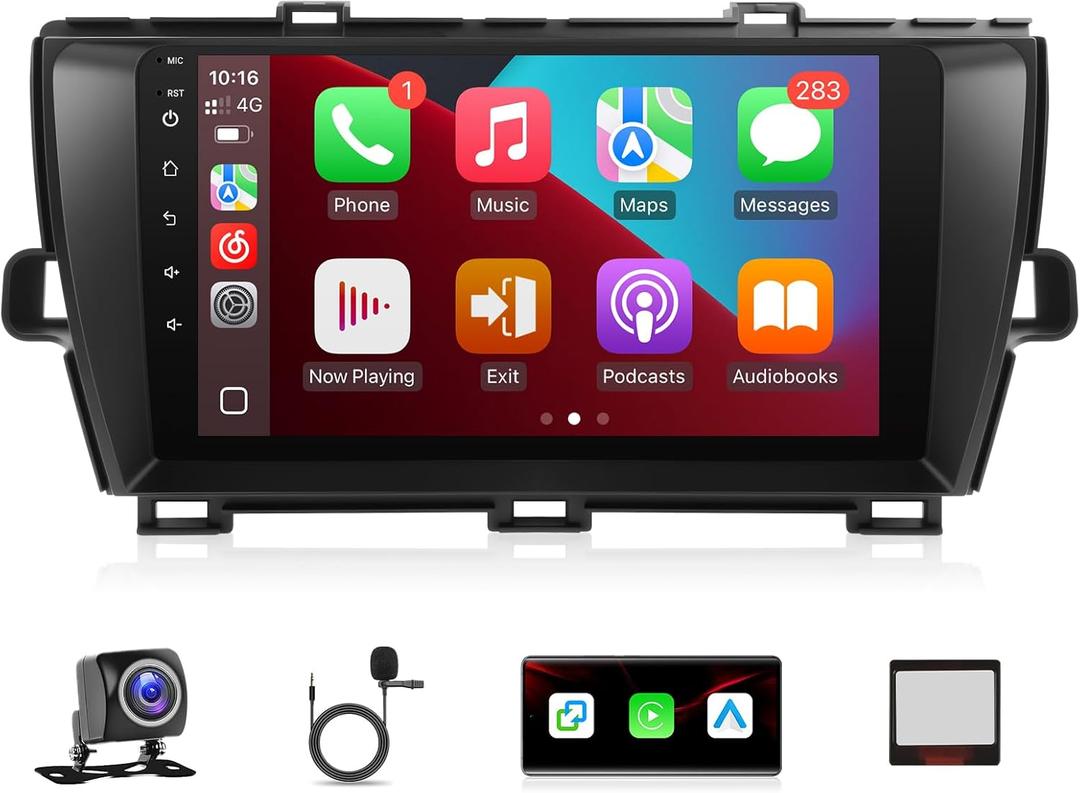 Android 12 Car Radio for Toyota Prius 2010 2011 2012 2013 2014 2015 Stereo with J.B.L - 9 Inch Touch Screen Head Unit with Carplay & Android Auto, WiFi, BT, GPS, SWC, Canbus, Backup Camera