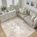 4x6 Washable Area Rug Beige Grey Abstract Non Slip Soft Low Pile Rug for Entryway Kitchen Bathroom Neutral Modern Throw Carpet for Living Room Bedroom Home Decor