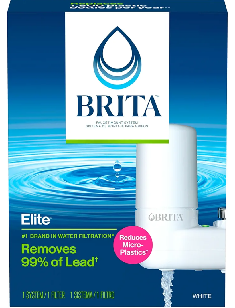 Brita Faucet Mount Water Filter System, White, No-Wait Filtration, Easy Install, Multi-Use Tap Water Filter for Kitchens, Bathrooms & Small Spaces