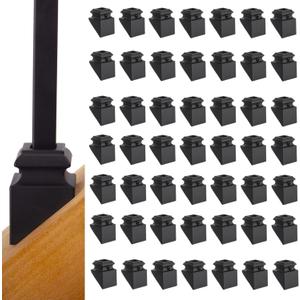 Iron Baluster Shoes - Slant Shoe with Screw - for Use with 1/2" Square Balusters - Set of 50 (Satin Black)