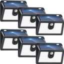 [6 Packs] Solar Motion Sensor Outdoor Lights, Super Bright Solar Lights Outdoor Waterproof, 3 Lighting Modes Security Wall Light for Outside Walking Dog Fence Backyard Deck Garden Door Step Garage