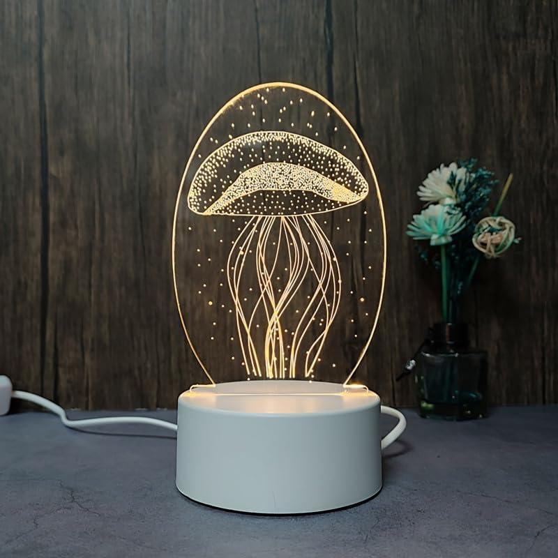 3D Optical Illusion LED Jellyfish Night Lamp, Boys and Girls Children's Sleep Desk Lamp, USB Powered, Used for Home Decoration or Children's Holiday Gifts