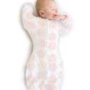 SwaddleDesigns Transitional Swaddle Sack, Arms Up Half-Length Sleeves & Mitten Cuffs, Swaddle for Newborn Transition to Baby Sleep Sack Wearable Blanket, 0-3 month, 6-14 lb, Heavenly Floral Pink
