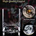 JBHO Hand Blown Crystal Double Old Fashioned Cocktail, Solid Whiskey Glasses, Rocks Glasses, Lowball Glasses - 12 Ounce - set of 2 - Perfect Size for Oversized Ice Cubes