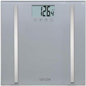Taylor Digital Body Composition Scale, Bathroom Scale for Body Weight, Measures Body Fat, Body Water, and Muscle Mass Percentages, 8 User Recognition, 400 lb Capacity, Charcoal