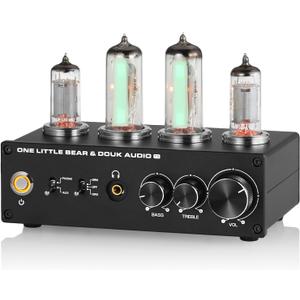 Douk Audio T9 Vacuum Tube Phono Preamp Stereo Turntable Preamplifier with Headphone Output and Treble Bass Control for MM/MC Record Player, Home Hi-Fi Audio, Amplifier, Speaker