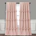 Thermal Insulated Blackout Window Curtains, 52" W x 96" L x 2 Panels, Boho Ruched Window Treatments with Butterfly Flowers, Rustic Rod Pocket Drapes for Room, Peach Pink (LQ-30)