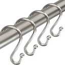 TOPROD Shower Curtain Hooks Rings, Zinc Alloy S Shaped Shower Hooks Rust Proof, Shower Curtain Hangers for Shower Curtain, Kitchen, Wardrobe & Garden, Brushed Nickel, Set of 12