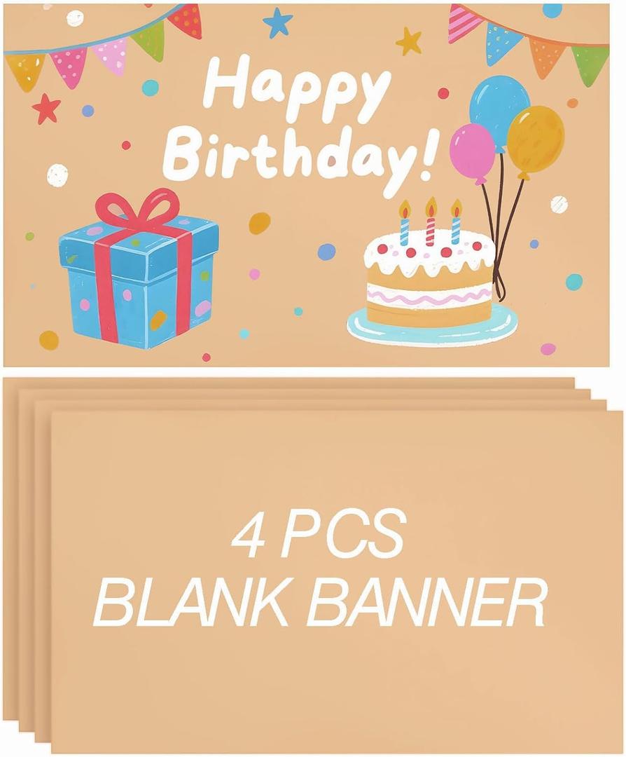 Tatuo 4 Pcs 30" x 48" Large Blank Brown Paper Banners for 2026 Graduation Crafts Decoration 120gsm Thick Kraft Paper Banner for Display Wall Signs Painting Birthday Wedding Summer Party Decor