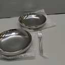 2PCS Stainless Steel Dinner Plates 8.7" Double Layered 18/8 Metal Round Dinner Plates Unbreakable with 2 Spoons & Forks, Dishwasher Safe, Heat-Resistant for Indoor/Outdoor Use, Camping Everyday Meals