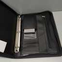 Faux Leather Portfolio Binder with Handle & Clipboard, Zippered Padfolio Folder Organizer 3 Ring Binder for Document, Business Card Holder, Professional Portfolio Notebook for Men & Women (Black)